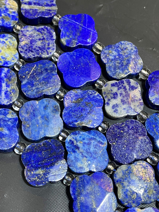 AAA Natural Lapis Lazuli Gemstone Bead 17mm Clover Flower Shape Bead, Gorgeous Natural Royal Blue Color Lapis Lazuli Gemstone Bead