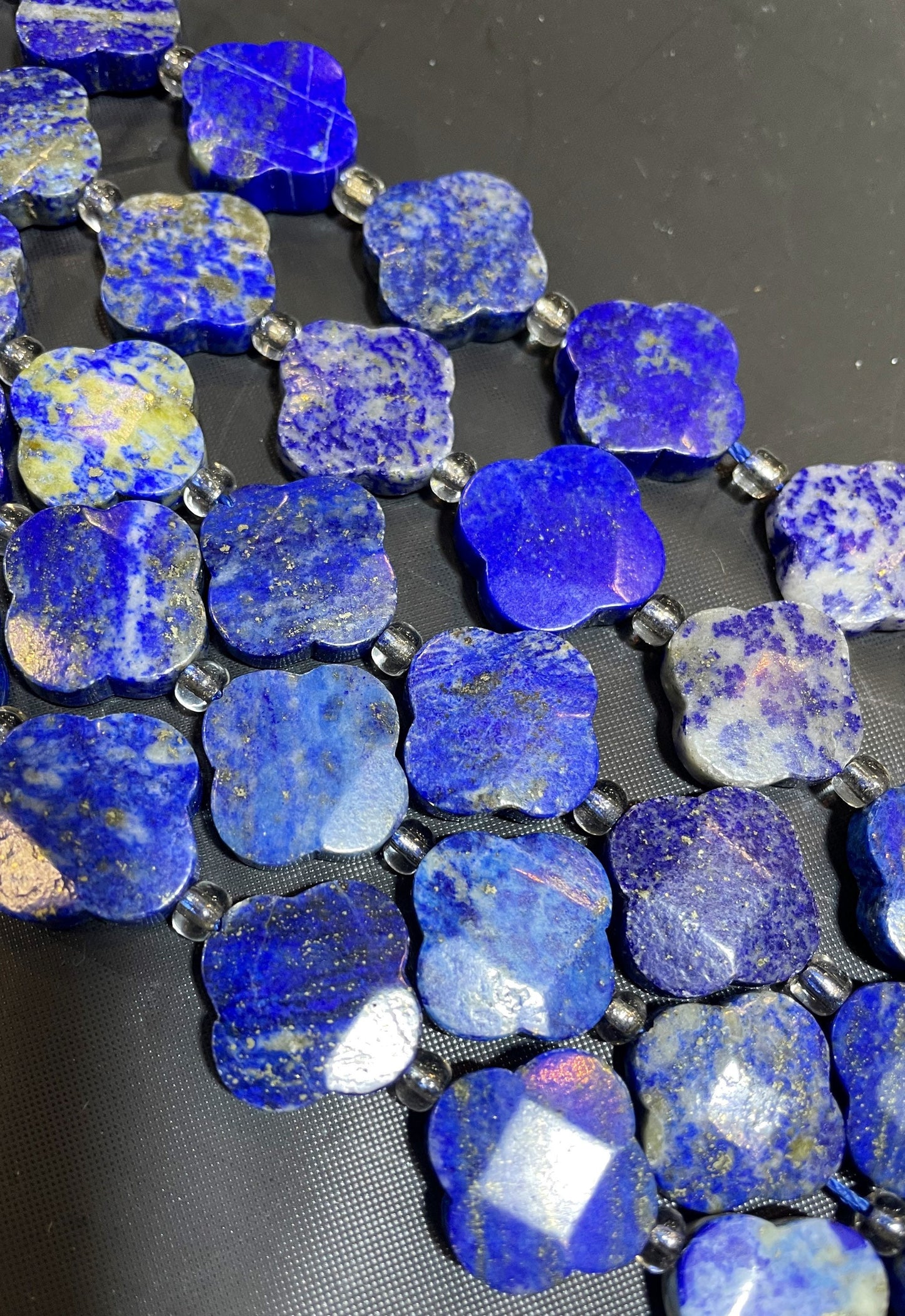 AAA Natural Lapis Lazuli Gemstone Bead 17mm Clover Flower Shape Bead, Gorgeous Natural Royal Blue Color Lapis Lazuli Gemstone Bead
