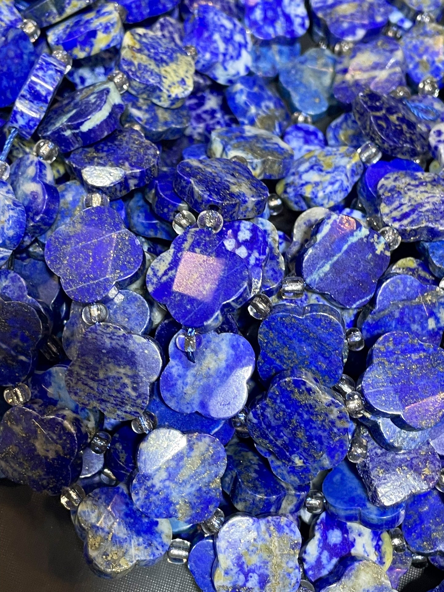 AAA Natural Lapis Lazuli Gemstone Bead 17mm Clover Flower Shape Bead, Gorgeous Natural Royal Blue Color Lapis Lazuli Gemstone Bead