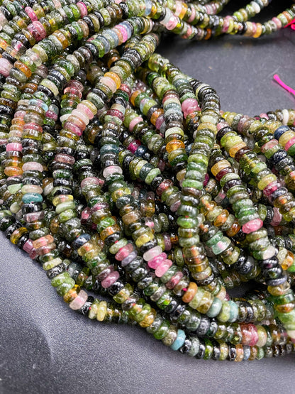 AAA Natural Tourmaline Gemstone Bead 3x6mm Rondelle Shape Bead, Gorgeous Multicolor Tourmaline Gemstone bead, Full Strand 15.5"