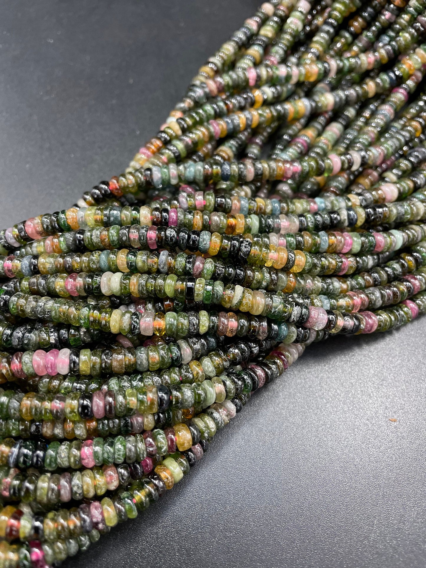 AAA Natural Tourmaline Gemstone Bead 3x6mm Rondelle Shape Bead, Gorgeous Multicolor Tourmaline Gemstone bead, Full Strand 15.5"