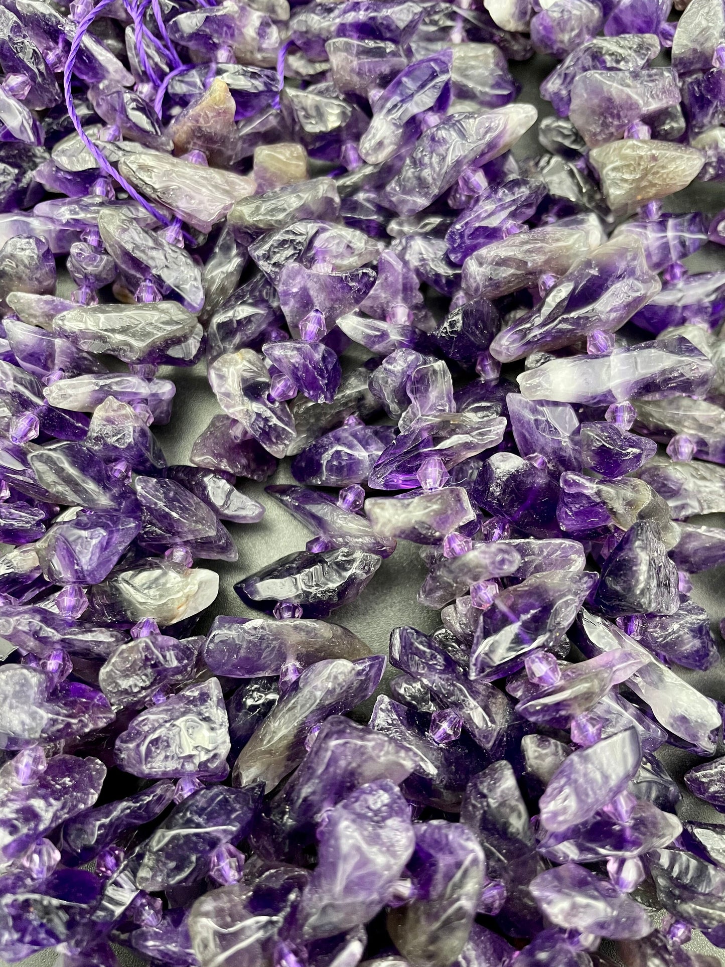 AAA Natural Amethyst Gemstone Bead 25x8mm Freeform Point Shape, Gorgeous Natural Purple Color Amethyst Bead