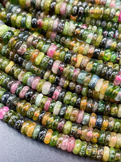 AAA Natural Tourmaline Gemstone Bead 3x6mm Rondelle Shape Bead, Gorgeous Multicolor Tourmaline Gemstone bead, Full Strand 15.5"