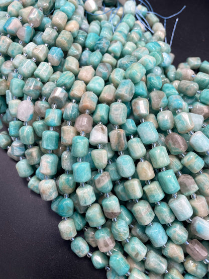 AA Natural Amazonite Gemstone Bead 9x12mm Faceted Nugget Shape, Beautiful Natural Blue Color Amazonite Gemstone Bead