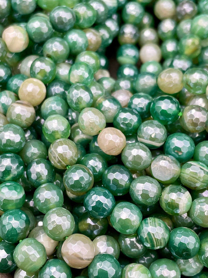 Beautiful Mystic Agate Gemstone Bead Faceted 6mm 8mm 10mm 12mm Round Beads, Beautiful Green Color Agate Gemstone Bead