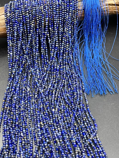 AAA Natural Lapis Lazuli Gemstone Bead Faceted 2mm Round Bead, Beautiful Natural Royal Blue Color Lapis Lazuli Gemstone Beads