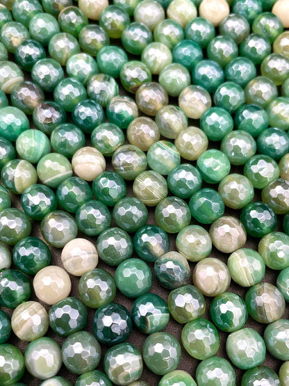 Beautiful Mystic Agate Gemstone Bead Faceted 6mm 8mm 10mm 12mm Round Beads, Beautiful Green Color Agate Gemstone Bead