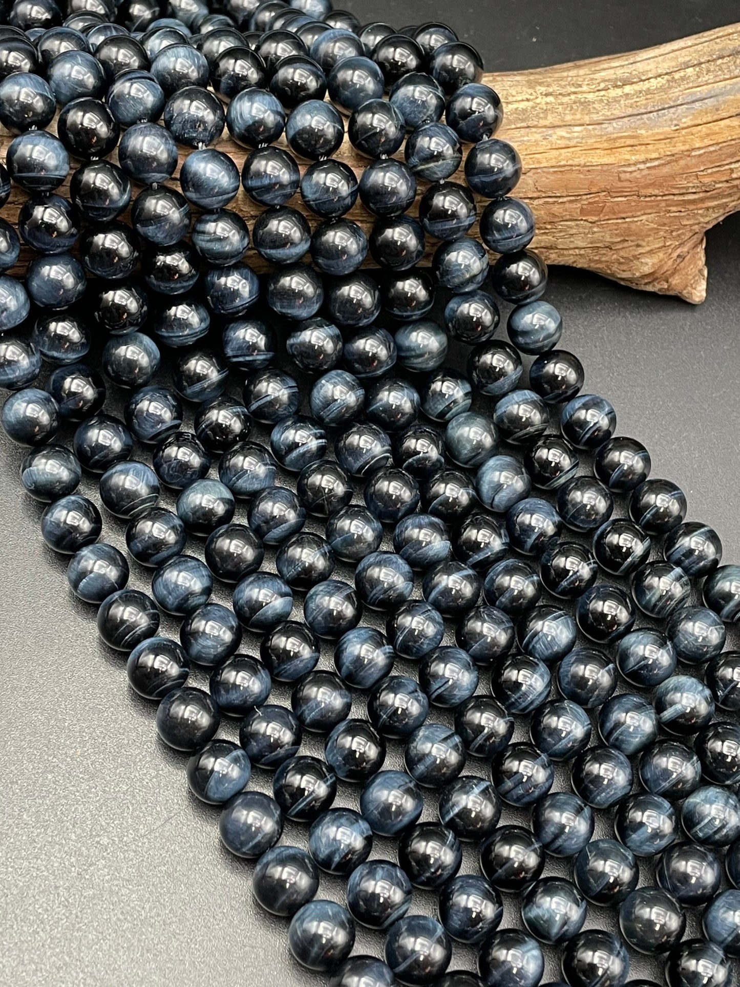 AAA Natural Blue Tiger Eye Gemstone Bead 4mm 6mm 8mm Round Bead, Beautiful Natural Navy Blue Color Tiger Eye Gemstone Bead