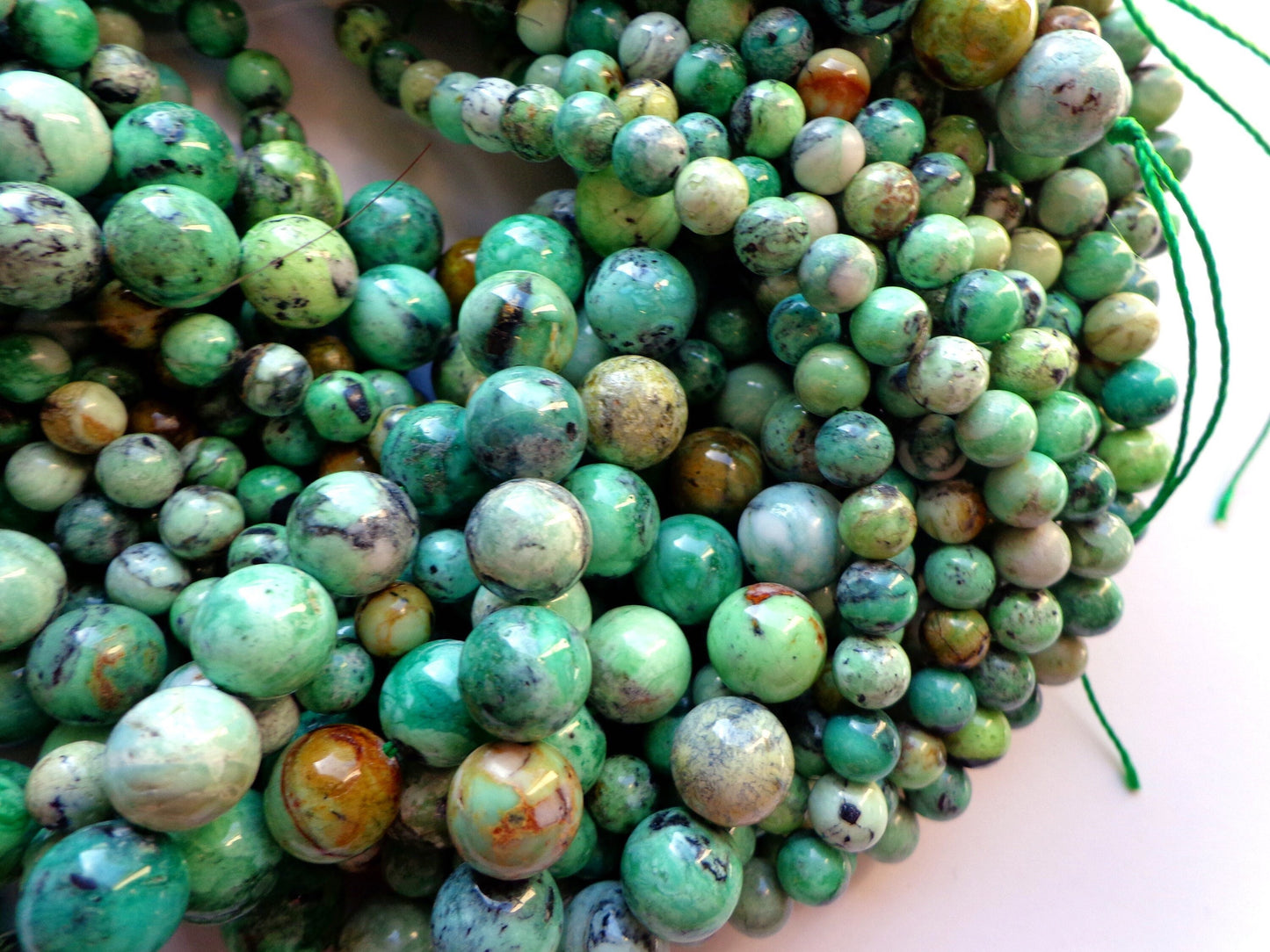 AAA NATURAL African Variscite Gemstone Bead 6mm 8mm 10mm 12mm Round Beads, Gorgeous Green African Variscite Round Beads