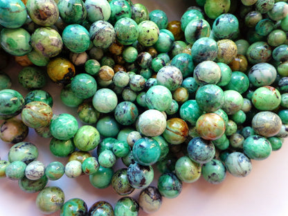 AAA NATURAL African Variscite Gemstone Bead 6mm 8mm 10mm 12mm Round Beads, Gorgeous Green African Variscite Round Beads