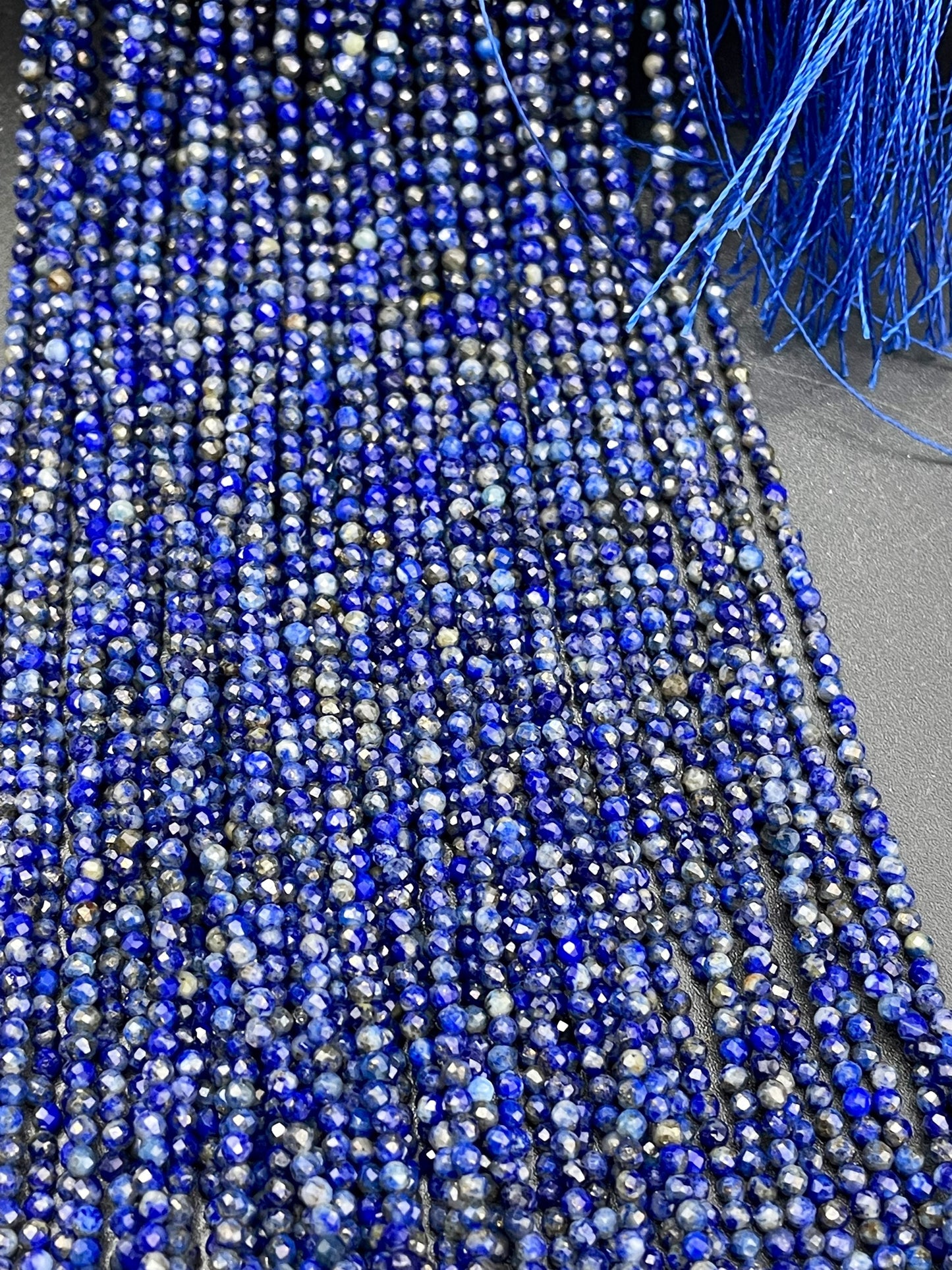 AAA Natural Lapis Lazuli Gemstone Bead Faceted 2mm Round Bead, Beautiful Natural Royal Blue Color Lapis Lazuli Gemstone Beads