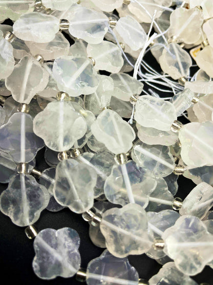 AAA Natural Clear Quartz Crystal Gemstone Bead Faceted 17mm Clover Flower Shape, Gorgeous Natural Clear Quartz Gemstone Bead