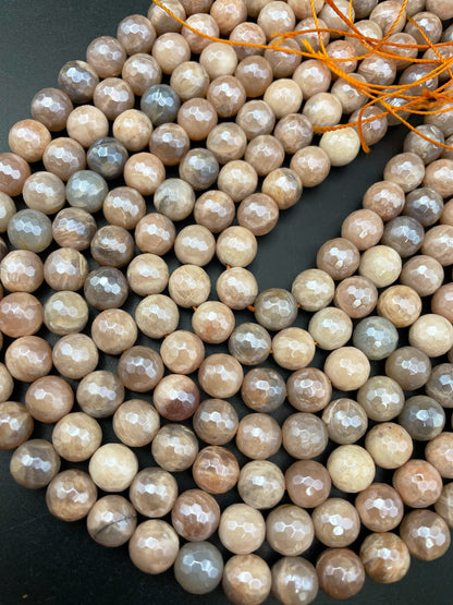 AAA Mystic Natural Sunstone Bead - Faceted 6mm 8mm 10mm 12mm Round Bead - Gorgeous Natural Creamy Brown Color Sunstone - High Quality