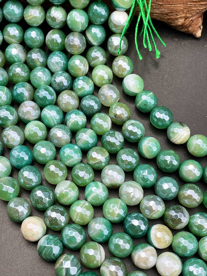 Mystic Botswana Agate Gemstone Bead Faceted 6mm 8mm 10mm 12mm Round Bead, Gorgeous Green Color Mystic Botswana Agate Beads