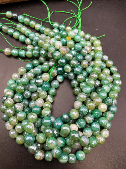 Mystic Botswana Agate Gemstone Bead Faceted 6mm 8mm 10mm 12mm Round Bead, Gorgeous Green Color Mystic Botswana Agate Beads