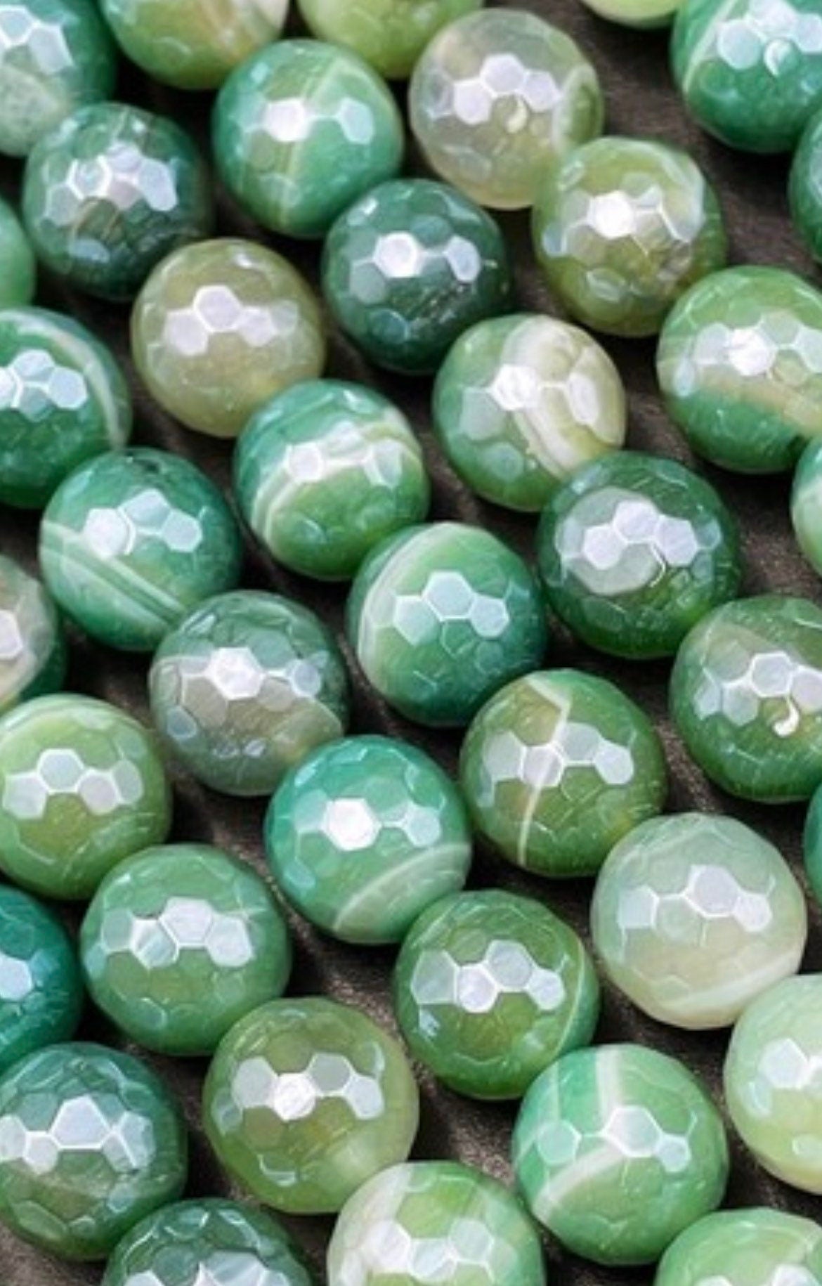 Mystic Botswana Agate Gemstone Bead Faceted 6mm 8mm 10mm 12mm Round Bead, Gorgeous Green Color Mystic Botswana Agate Beads