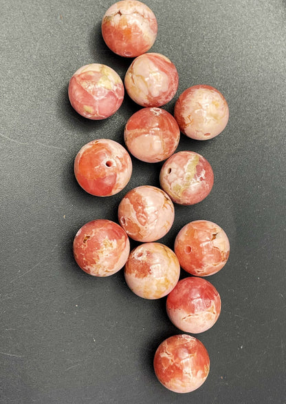 AAA Natural Rhodochrosite Gemstone Bead 12mm Round Bead, Gorgeous Natural Pink Color LOOSE Rhodochrosite Gemstone Beads, LOOSE Beads