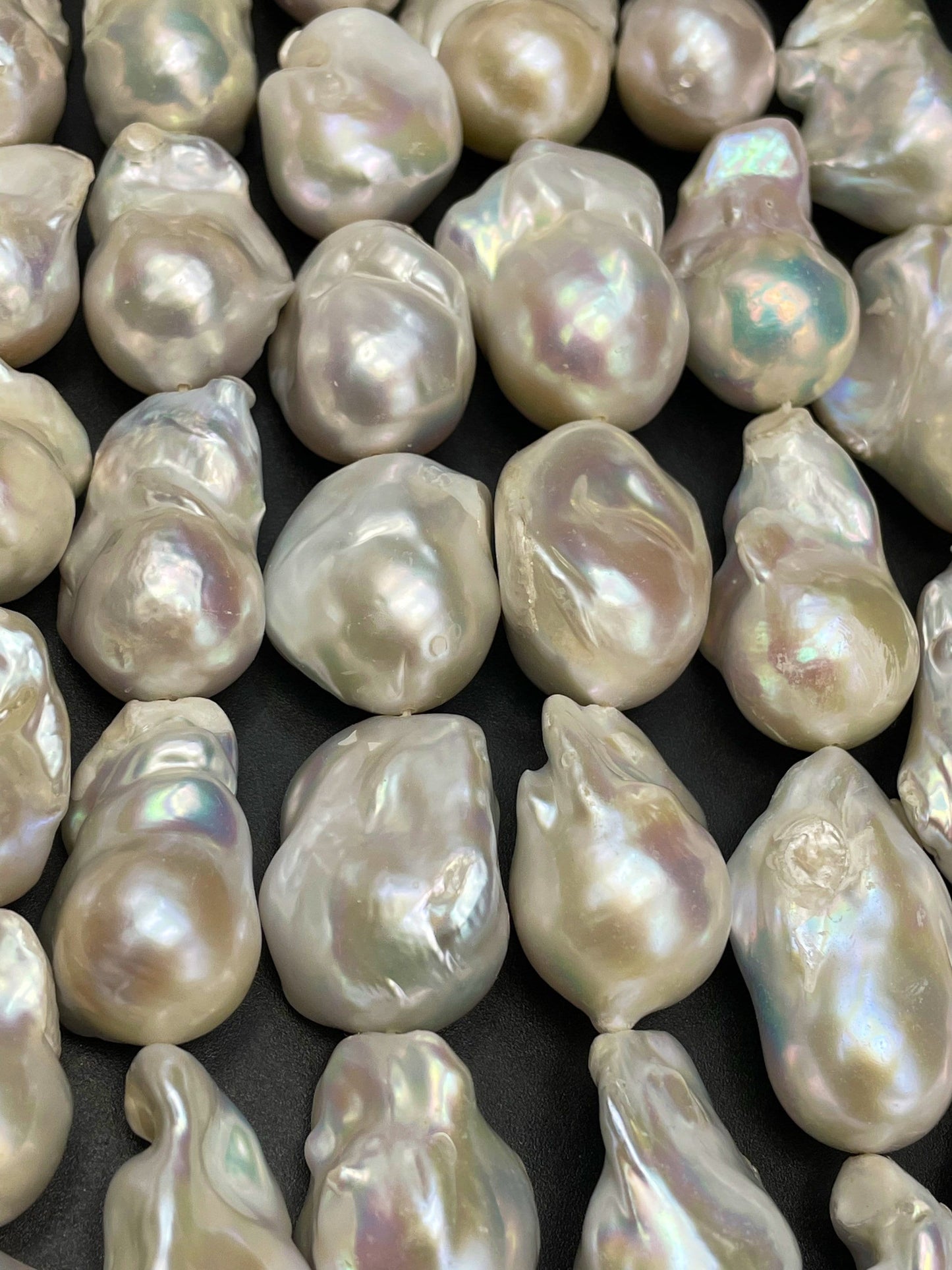 AA Natural Baroque Pearl Bead Natural Freeform Shape About 15-30mm, Beautiful Natural Ivory White Color Baroque Pearl Full Strand 15.5"