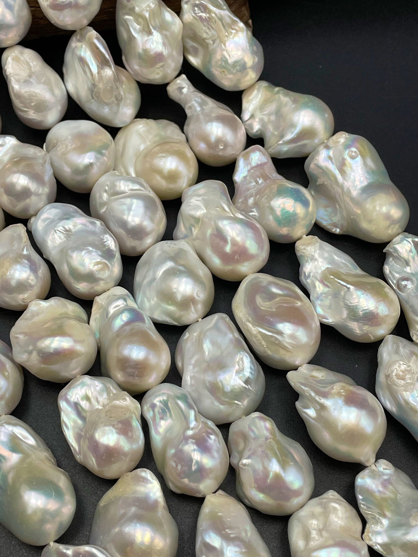 AA Natural Baroque Pearl Bead Natural Freeform Shape About 15-30mm, Beautiful Natural Ivory White Color Baroque Pearl Full Strand 15.5"