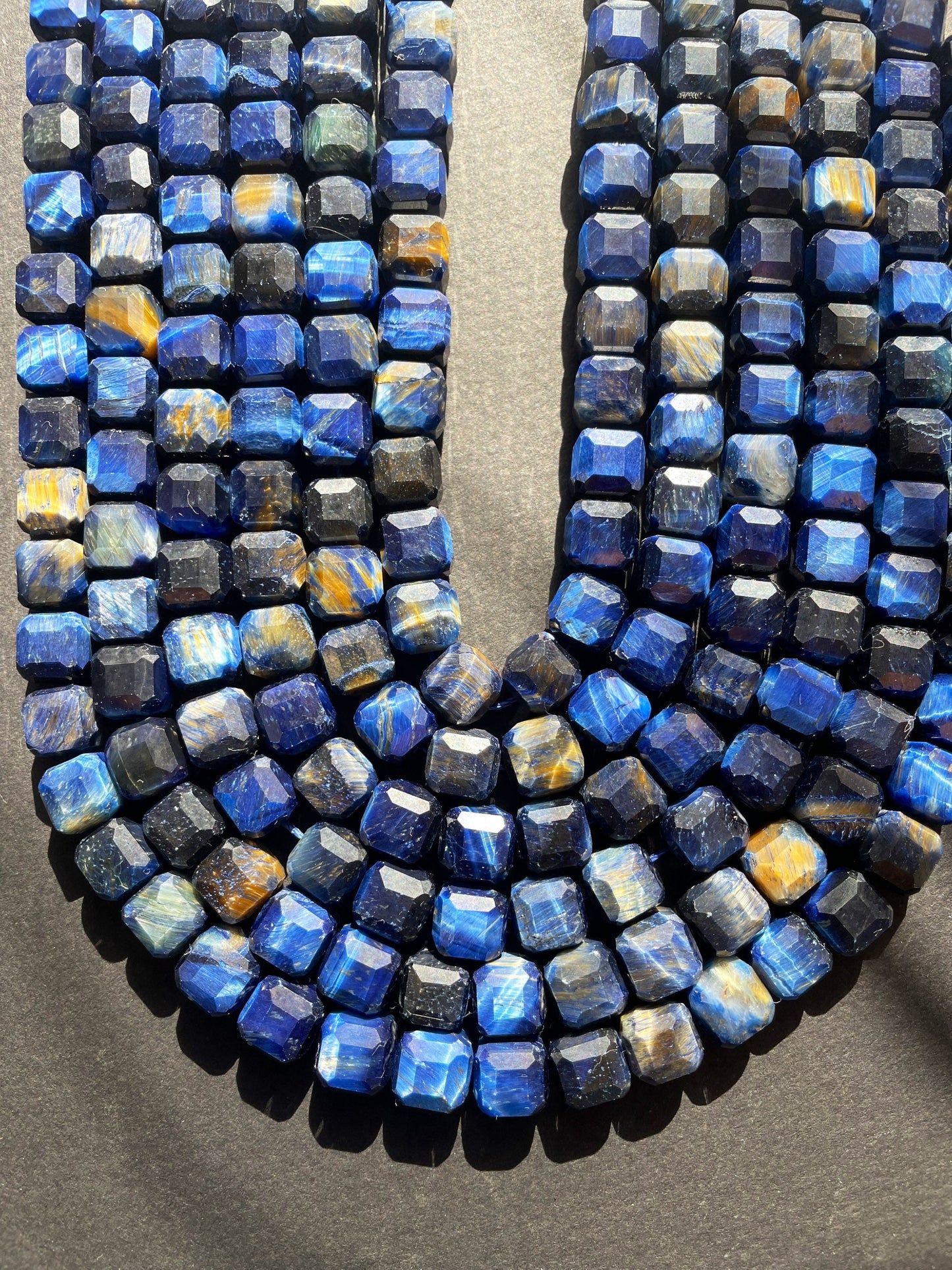 AAA Natural blue tiger eye gemstone bead. Faceted 8mm cube shape bead . Gorgeous royal blue color tiger eye gemstone. High quality bead !