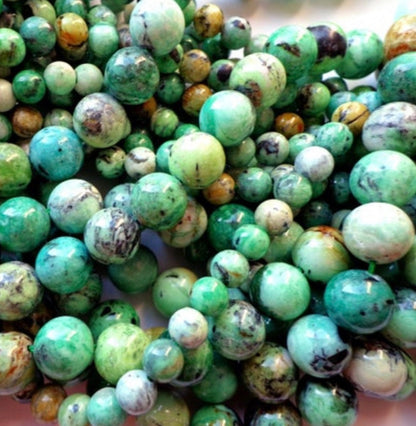 AAA NATURAL African Variscite Gemstone Bead 6mm 8mm 10mm 12mm Round Beads, Gorgeous Green African Variscite Round Beads