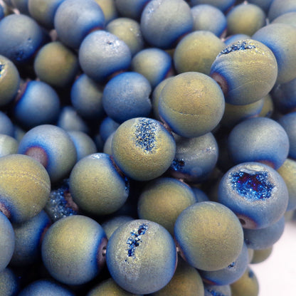 NATURAL Gemstone Druzy Agate Beads, Peacock Color Smooth Round, Matte Finish 6mm 8mm 10mm 12mm Druzy Agate Beads