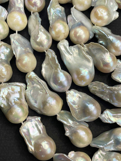 AAA Natural Baroque Pearl Freeform Shape 16x30mm, Gorgeous Natural White Color Baroque Pearls High Quality