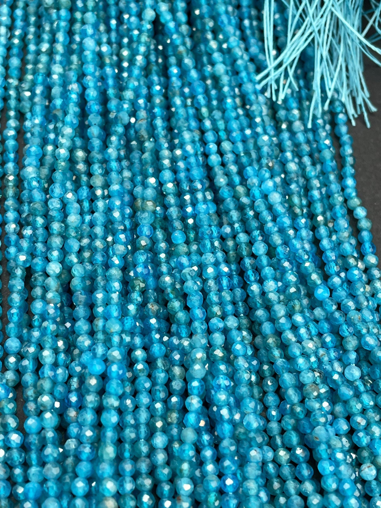 AAA Natural Apatite Gemstone Bead Faceted 3mm Round Beads, Beautiful Natural Blue Color Apatite Gemstone Bead, Full Strand 15.5"