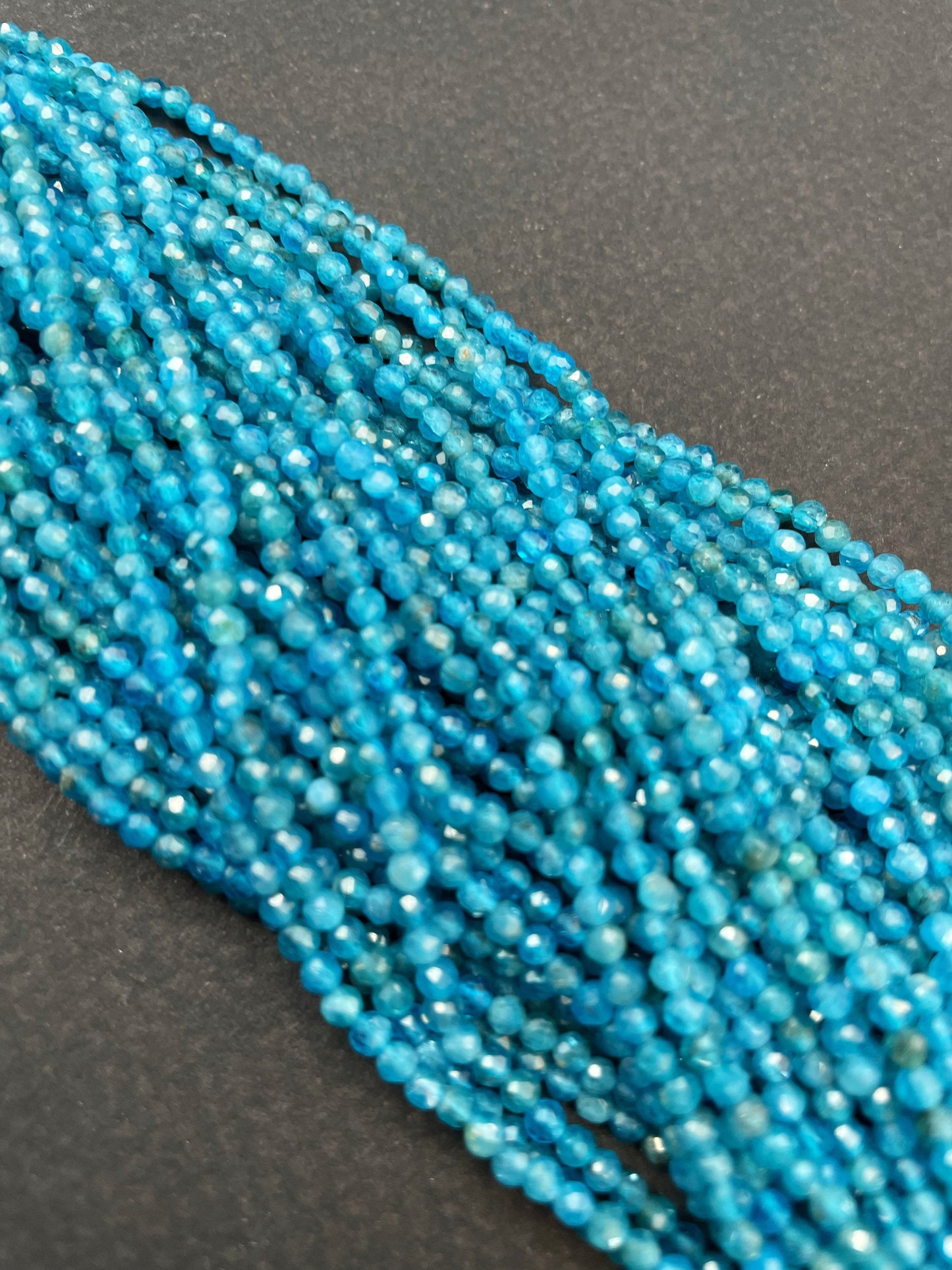 AAA Natural Apatite Gemstone Bead Faceted 3mm Round Beads, Beautiful Natural Blue Color Apatite Gemstone Bead, Full Strand 15.5"