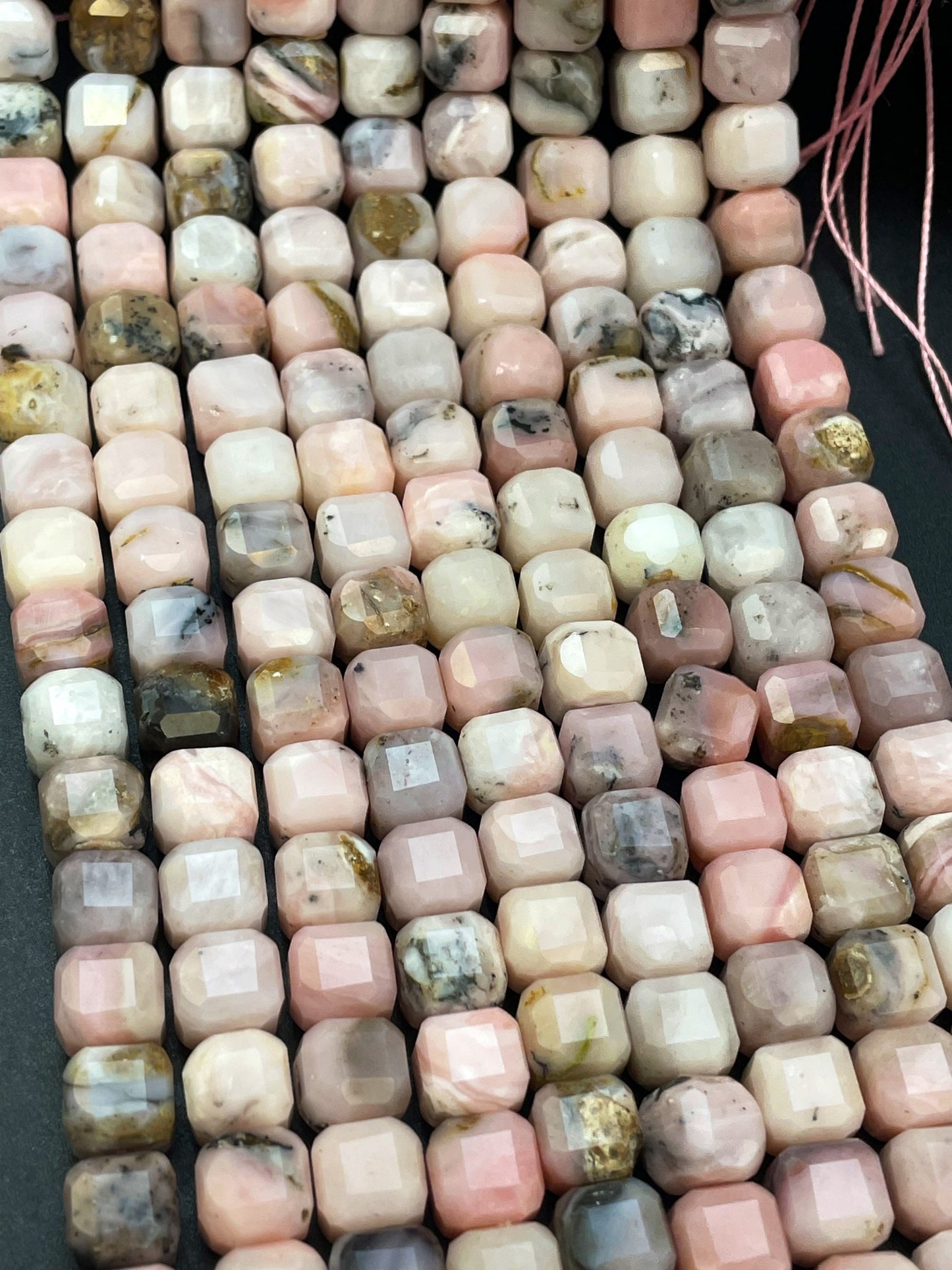 AAA Natural Pink Opal Gemstone Bead Faceted 8mm Cube Shape, Beautiful Natural Pink Color Opal Gemstone Bead, High Quality Beads