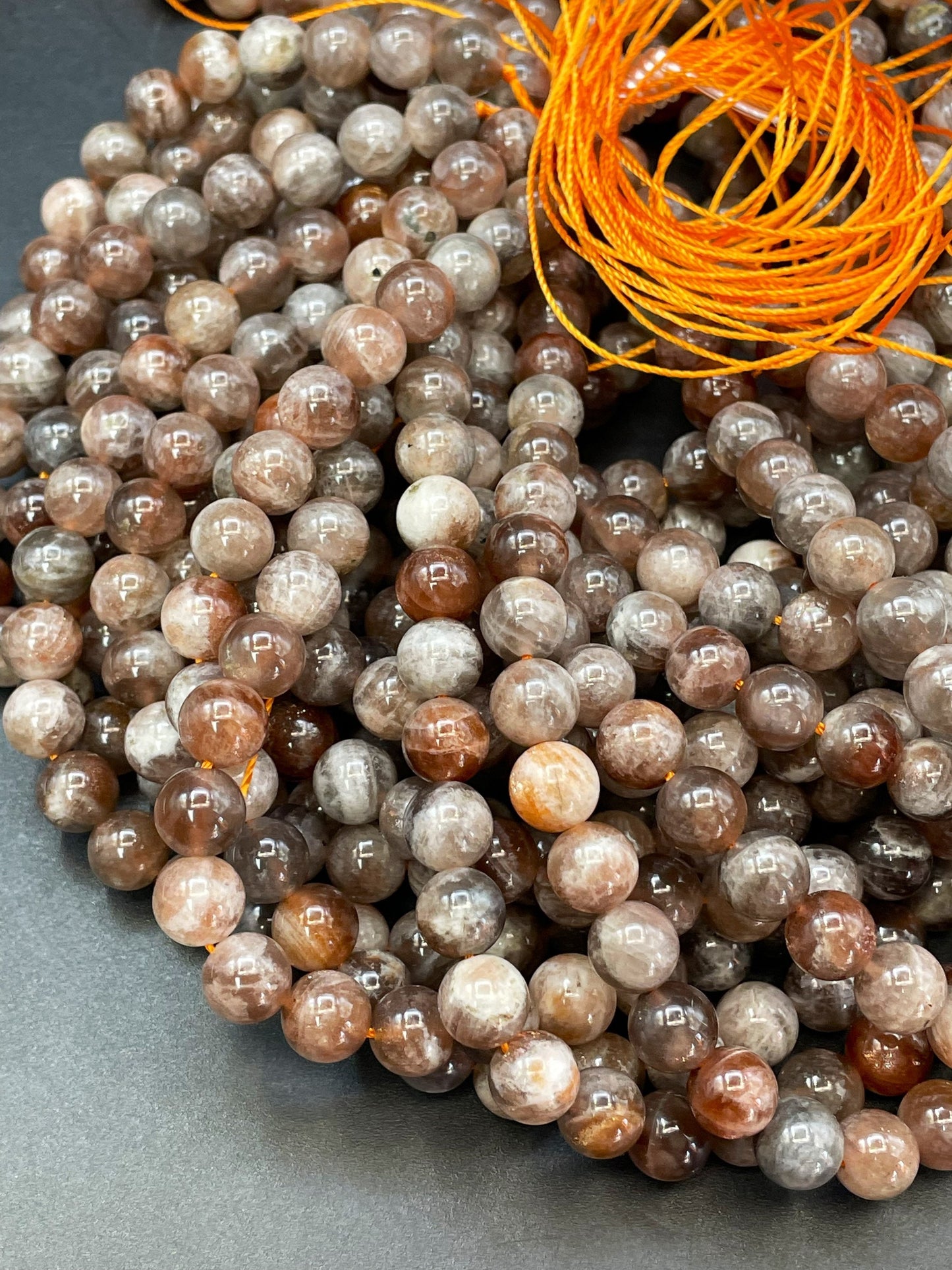 AA Natural Mica Fire Funstone 6mm 8mm 10mm Round Beads, Gorgeous Natural Brown Orange Mica Fire Sunstone Bead, High Quality