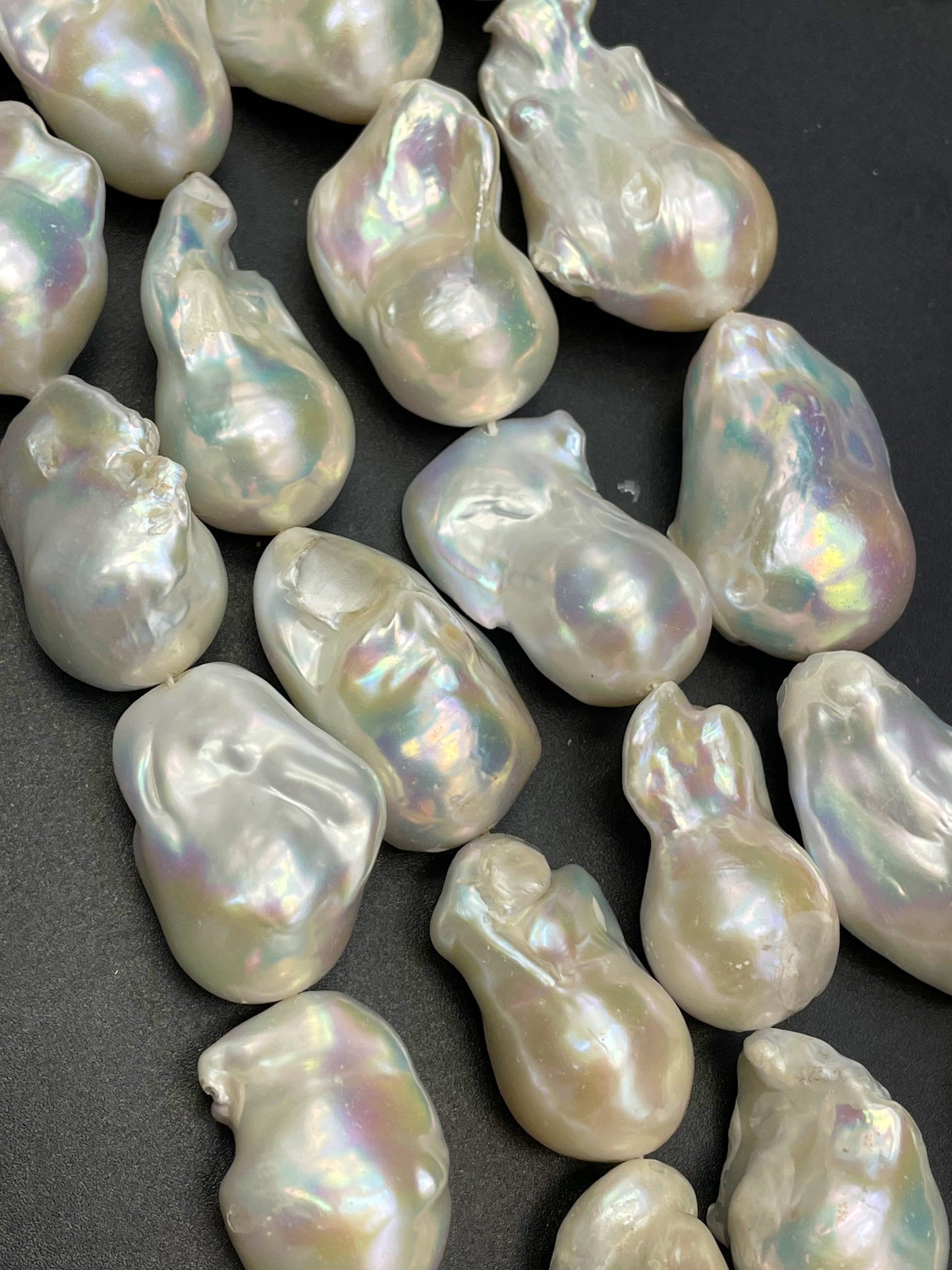 AA Natural Baroque Pearl Bead Natural Freeform Shape About 15-30mm, Beautiful Natural Ivory White Color Baroque Pearl Full Strand 15.5"