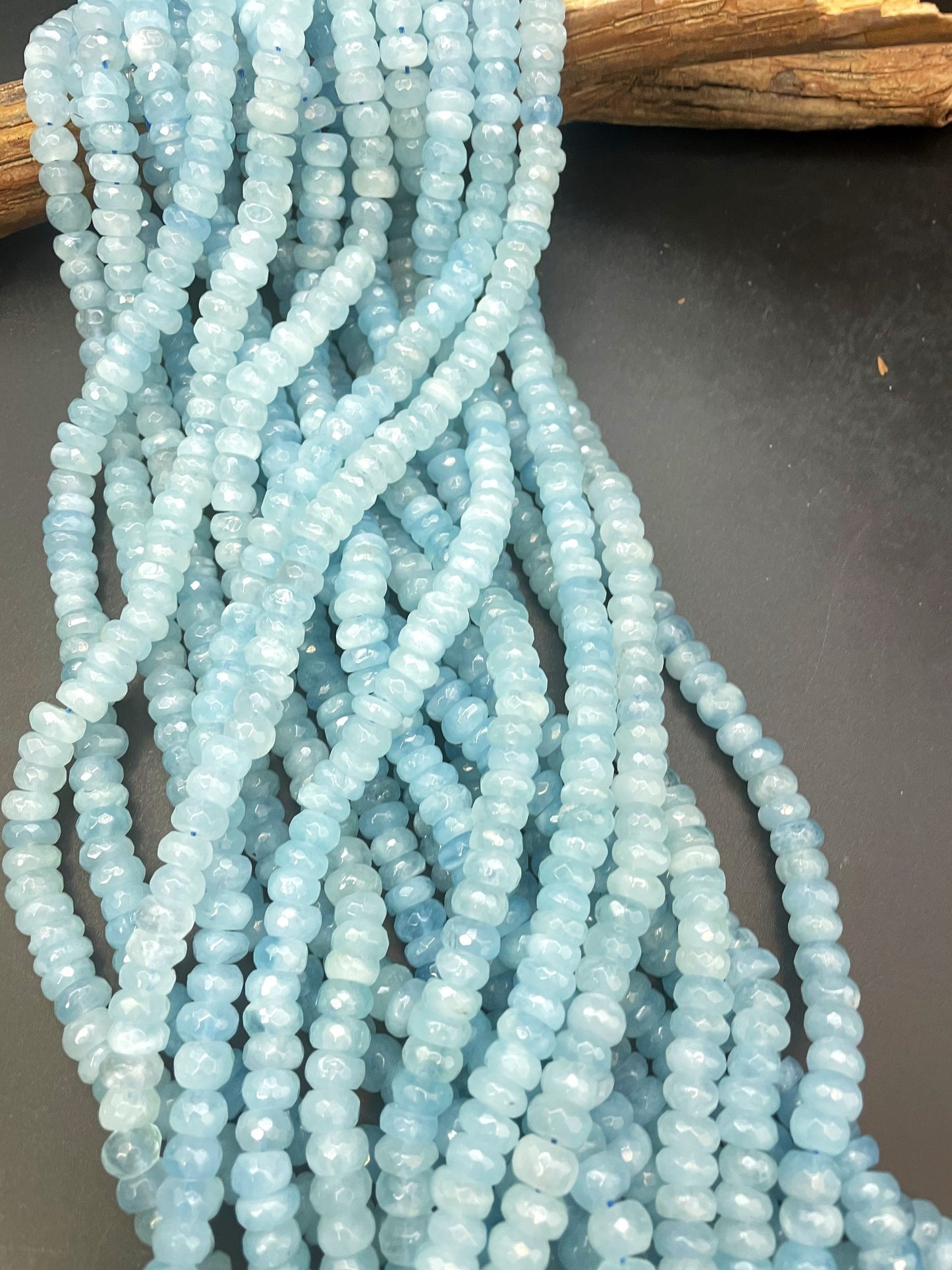 AAA Natural Aquamarine Gemstone Bead, Faceted Rondelle Shape Bead, Gorgeous Natural Blue Color Aquamarine Gemstone Bead, Excellent Quality Full Strand 15.5"