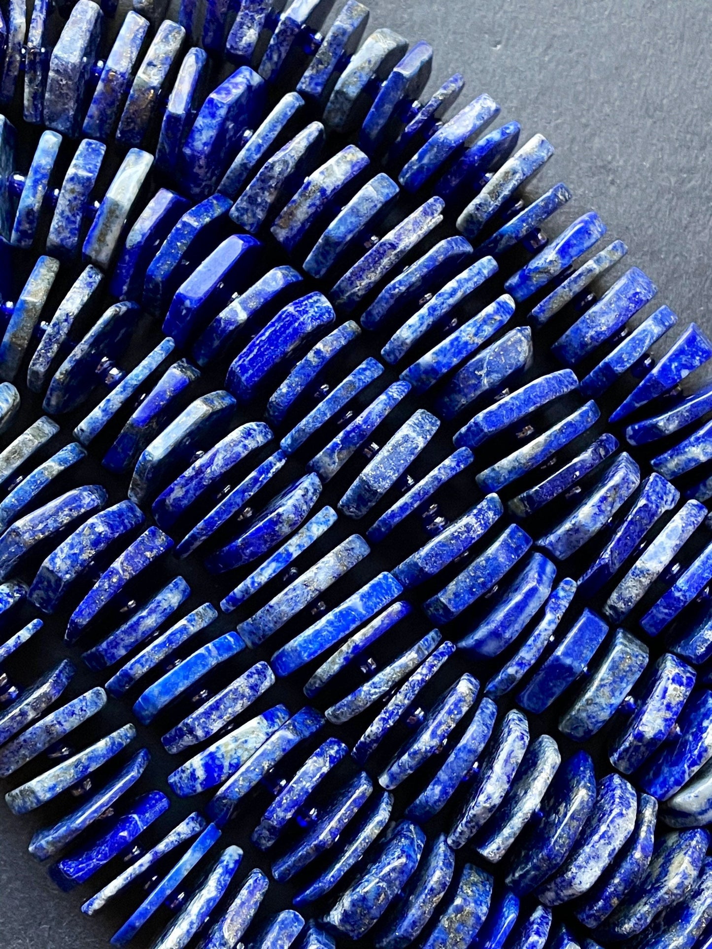 Natural lapis lazuli bead. 4x16mm pinwheel shape. Gorgeous natural lapis lazuli bead. Natural blue color lapis lazuli gemstone bead. 15.5