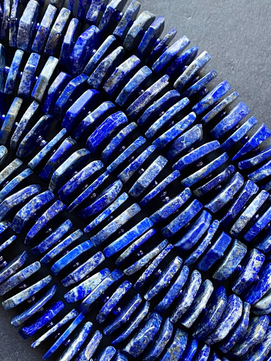 Natural lapis lazuli bead. 4x16mm pinwheel shape. Gorgeous natural lapis lazuli bead. Natural blue color lapis lazuli gemstone bead. 15.5