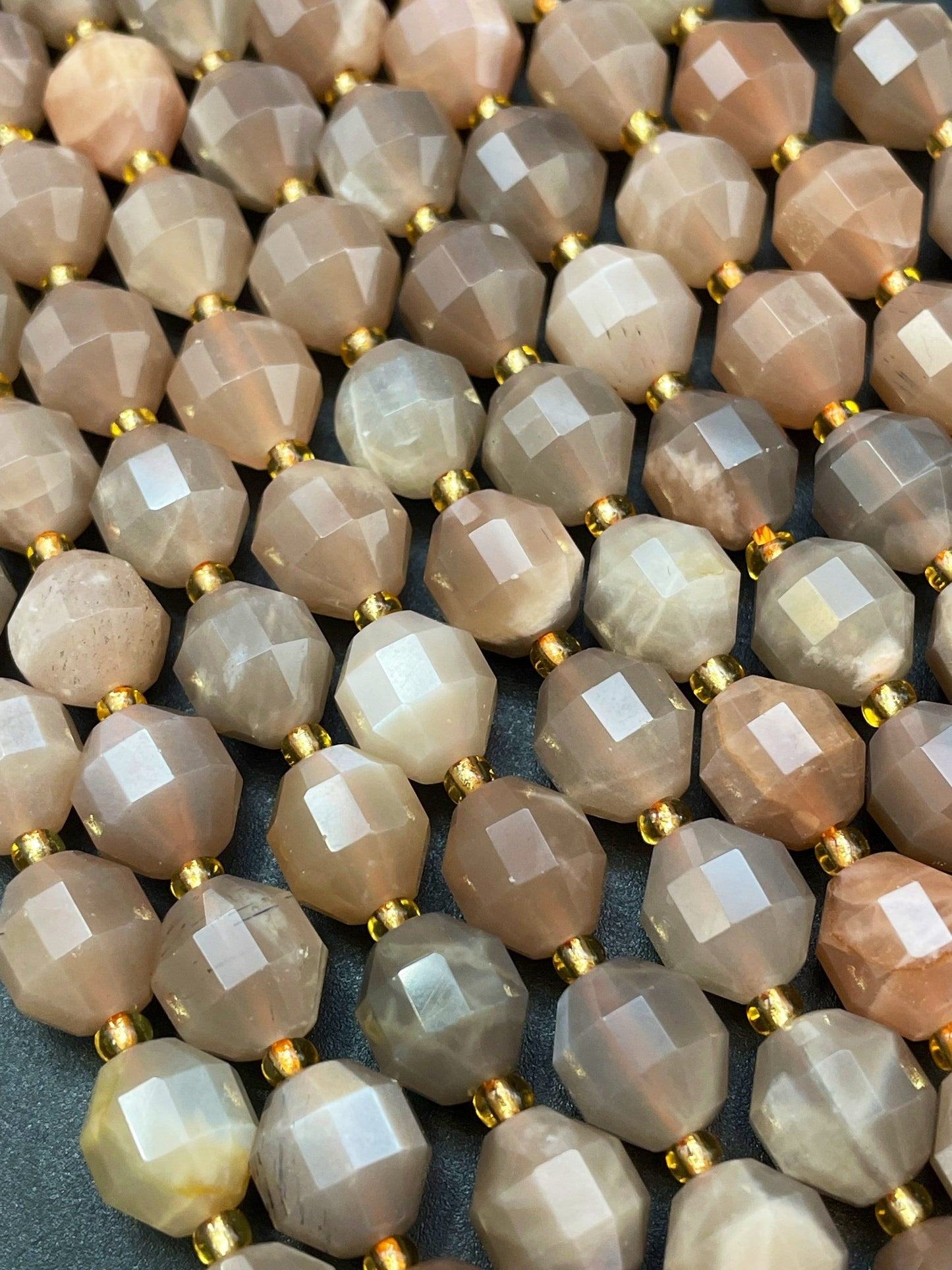 AAA Natural Moonstone Bead Faceted 10mm Diamond Cut Shape, Gorgeous Brown Gray Color Moonstone Beads