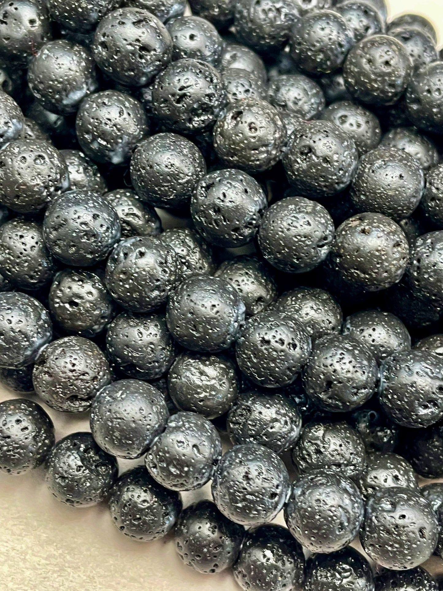 AAA Natural Lava Rock Stone Bead 4mm 6mm 8mm 10mm 12mm Round Bead, Beautiful Natural Black Color Lava Rock Stone Bead, Full Strand 15.5"