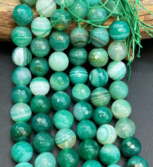 AAA Natural Botswana agate stone bead. Faceted 6mm 8mm 10mm 12mm round bead. Beautiful green color Botswana gemstone bead! Full strand 15.5”