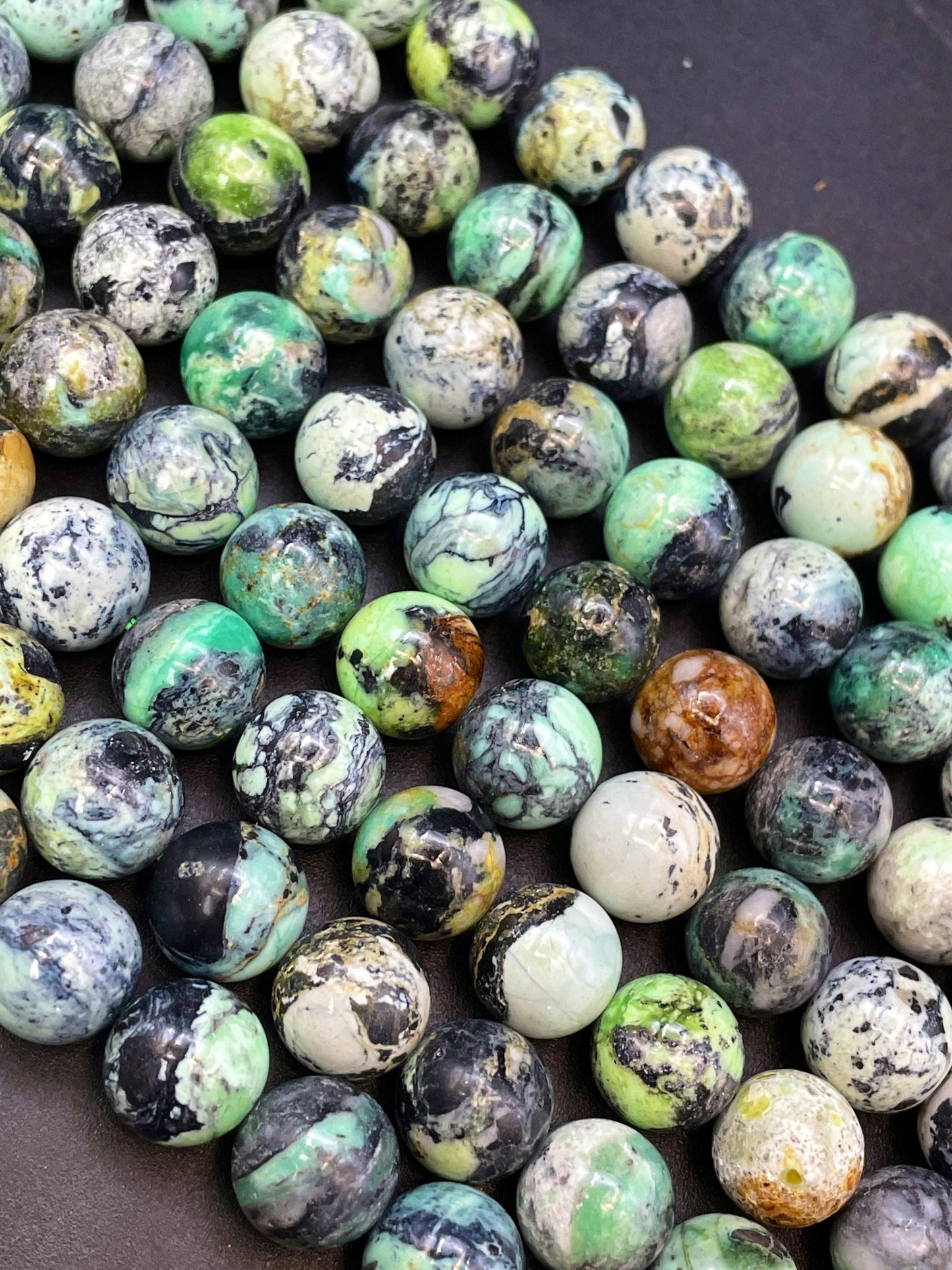 AAA Natural Dark Variscite Gemstone Bead 6mm 8mm 10mm Round Bead, Beautiful Natural Green Black Brown Color Gemstone Bead, High Quality Variscite