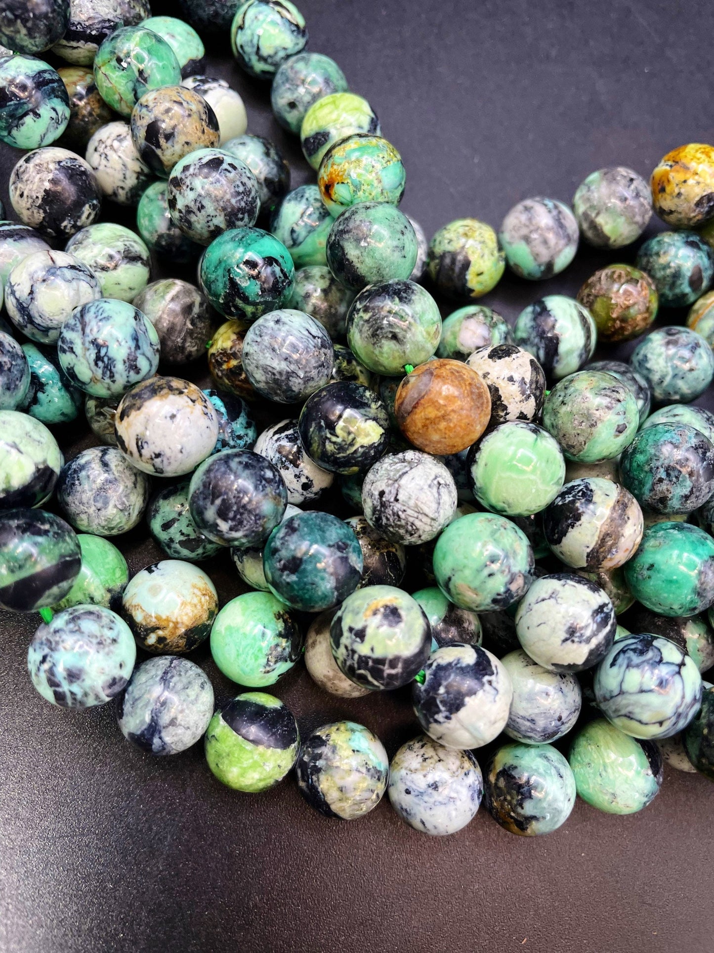 AAA Natural Dark Variscite Gemstone Bead 6mm 8mm 10mm Round Bead, Beautiful Natural Green Black Brown Color Gemstone Bead, High Quality Variscite