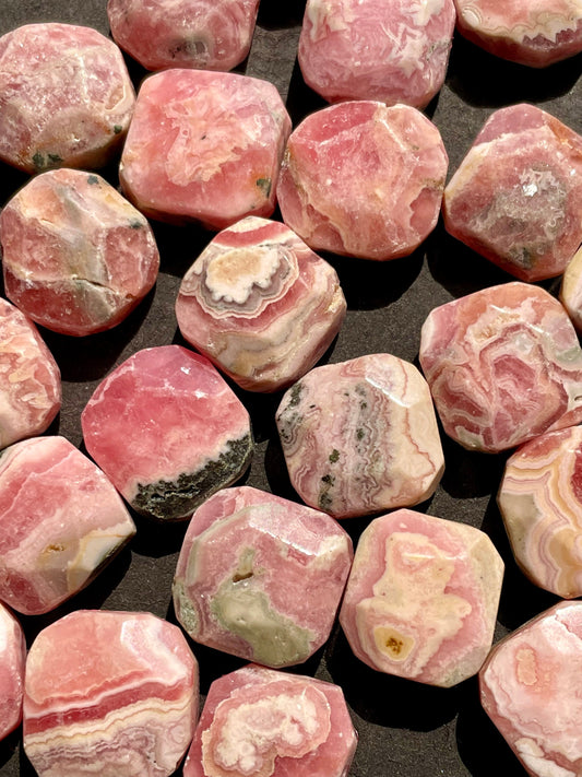 Natural Brazilian Rhodochrosite Gemstone Micro Faceted Round Beads Natural Brazilian Rhodochrosite Gemstone Micro Faceted Round Beads