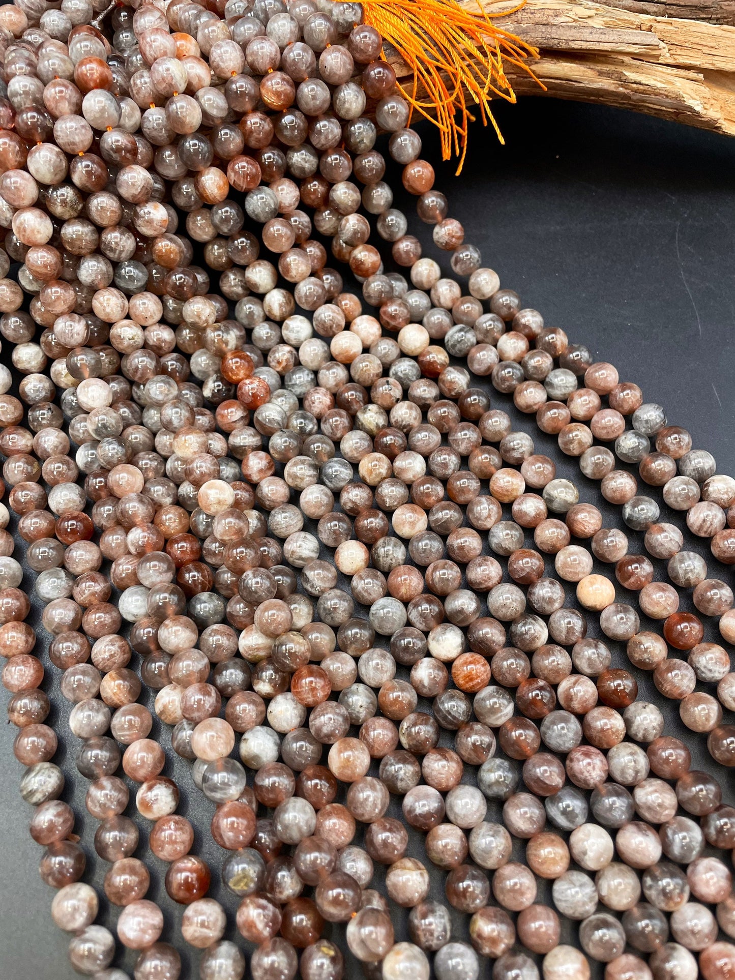 AA Natural Mica Fire Funstone 6mm 8mm 10mm Round Beads, Gorgeous Natural Brown Orange Mica Fire Sunstone Bead, High Quality