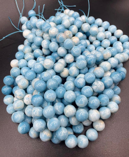 AAA Natural Larimar Quartz Gemstone Bead 4mm 6mm 8mm 10mm 12mm Round Bead, Beautiful Blue Color Larimar Gemstone Bead, High Quality Bead