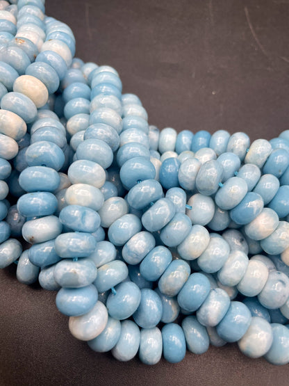 Beautiful Natural Larimar Quartz Gemstone Bead 4x6mm 5x8mm 6x9mm Rondelle Shape, Gorgeous Blue Larimar Gemstone Bead, High Polished Gemstone Bead