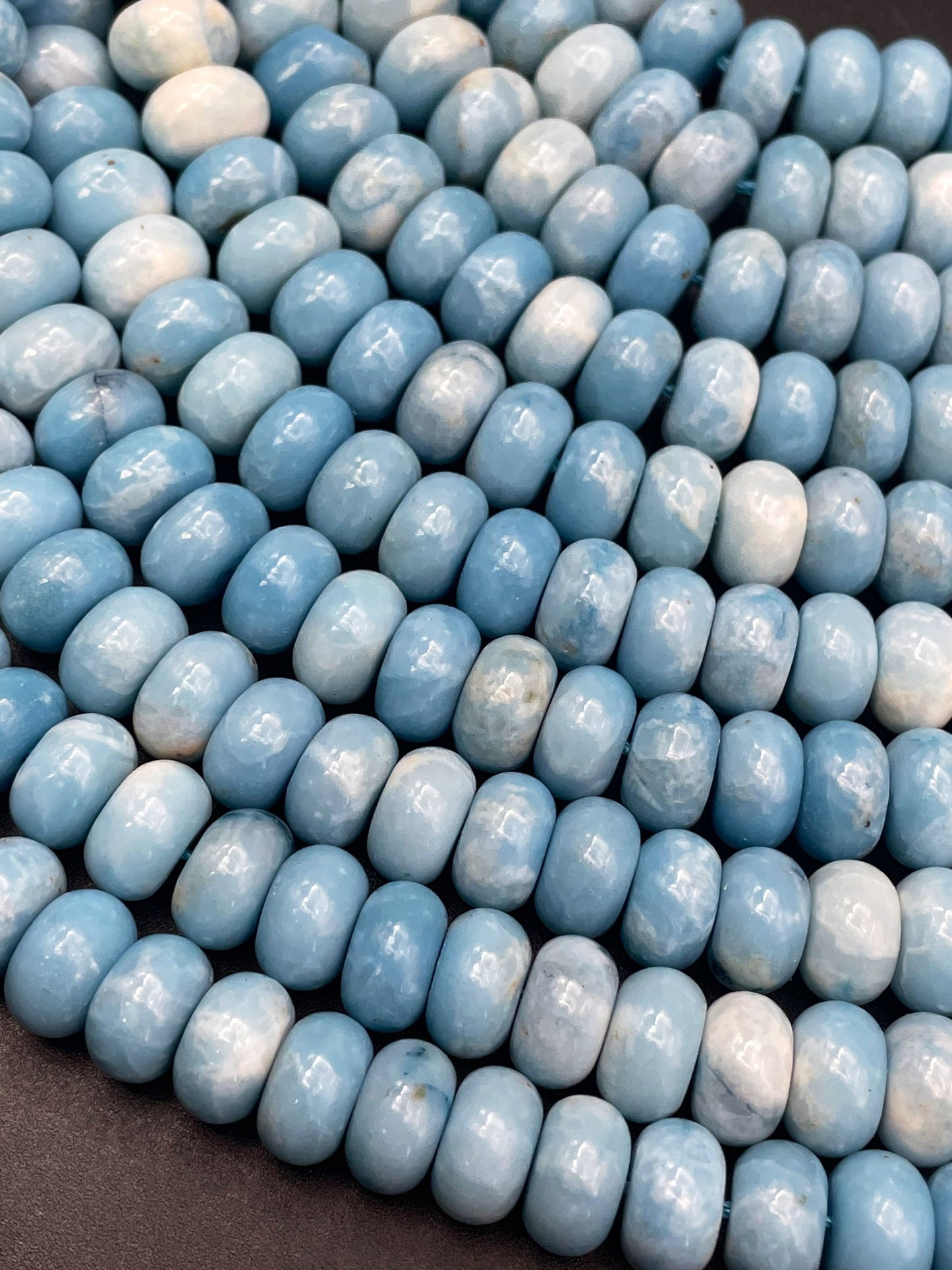 Beautiful Natural Larimar Quartz Gemstone Bead 4x6mm 5x8mm 6x9mm Rondelle Shape, Gorgeous Blue Larimar Gemstone Bead, High Polished Gemstone Bead