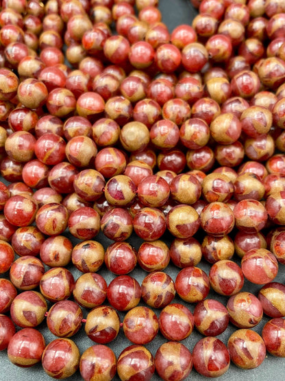 Beautiful Impression Jasper Bead. 6mm 8mm 10mm 12mm Round Bead. Beautiful Copper Red Color Jasper. High Quality Beads! 15.5" Strand.