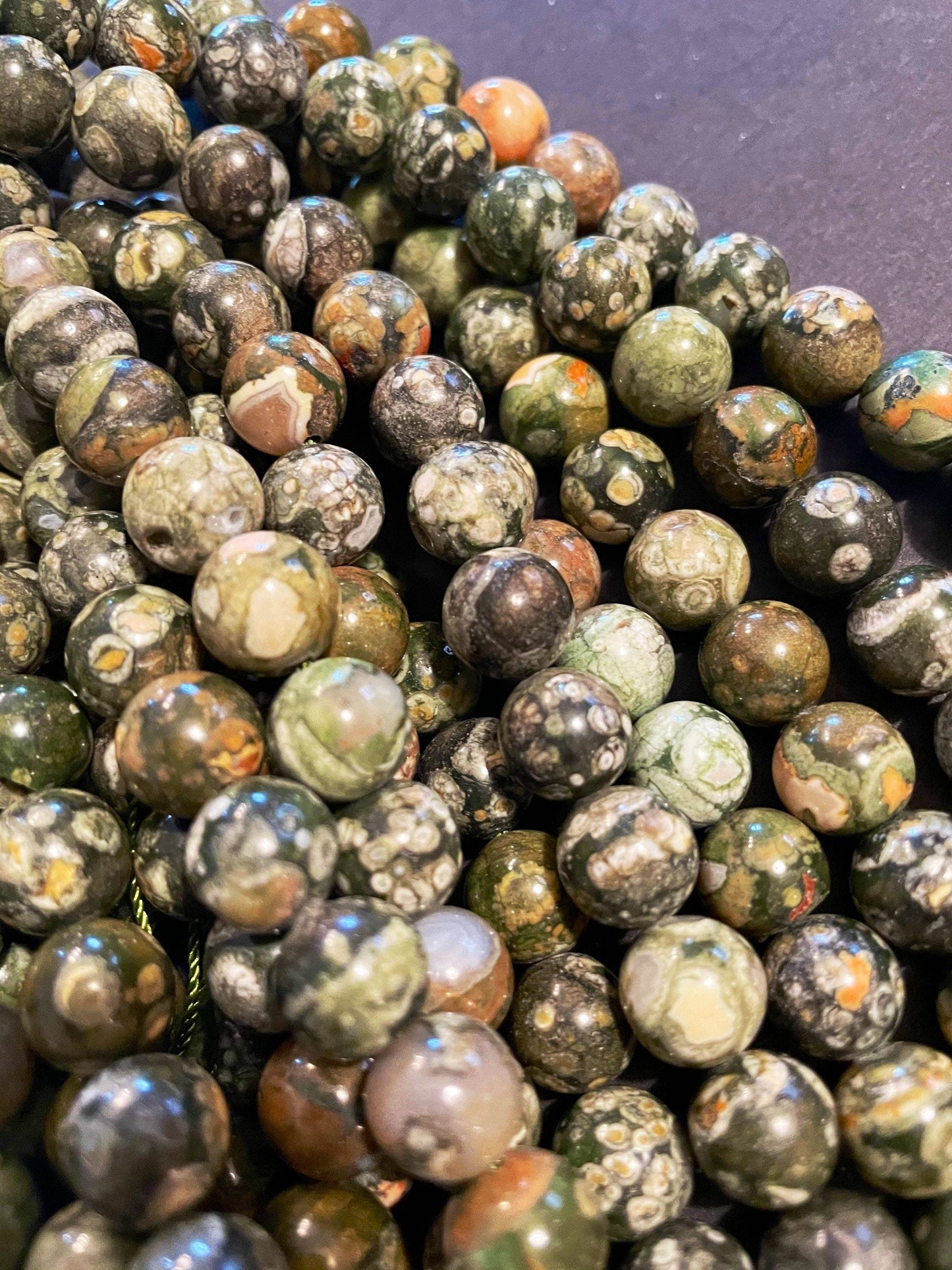 Natural Rhyolite Gemstone Bead 6mm 8mm 10mm 12mm Round Beads, Gorgeous Green Brown Color Bead, 15.5" Strand