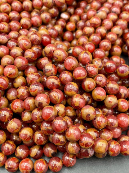 Beautiful Impression Jasper Bead. 6mm 8mm 10mm 12mm Round Bead. Beautiful Copper Red Color Jasper. High Quality Beads! 15.5" Strand.