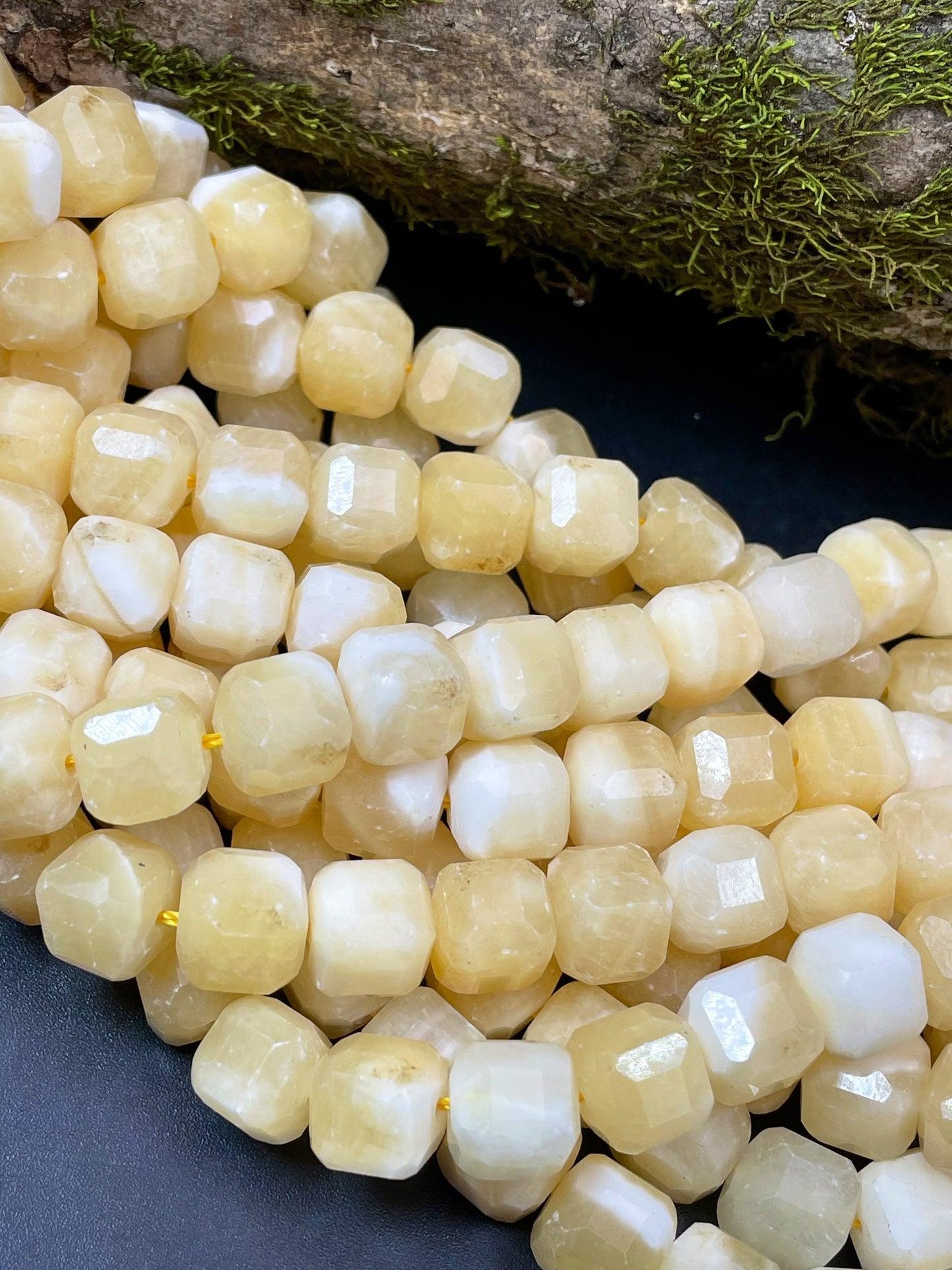 AAA Natural Yellow Calcite Gemstone Bead Faceted 9mm Cube Shape, Gorgeous Yellow Color Calcite Gemstone Bead