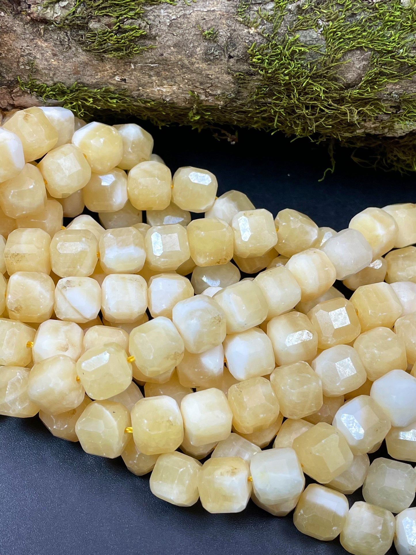 AAA Natural Yellow Calcite Gemstone Bead Faceted 9mm Cube Shape, Gorgeous Yellow Color Calcite Gemstone Bead